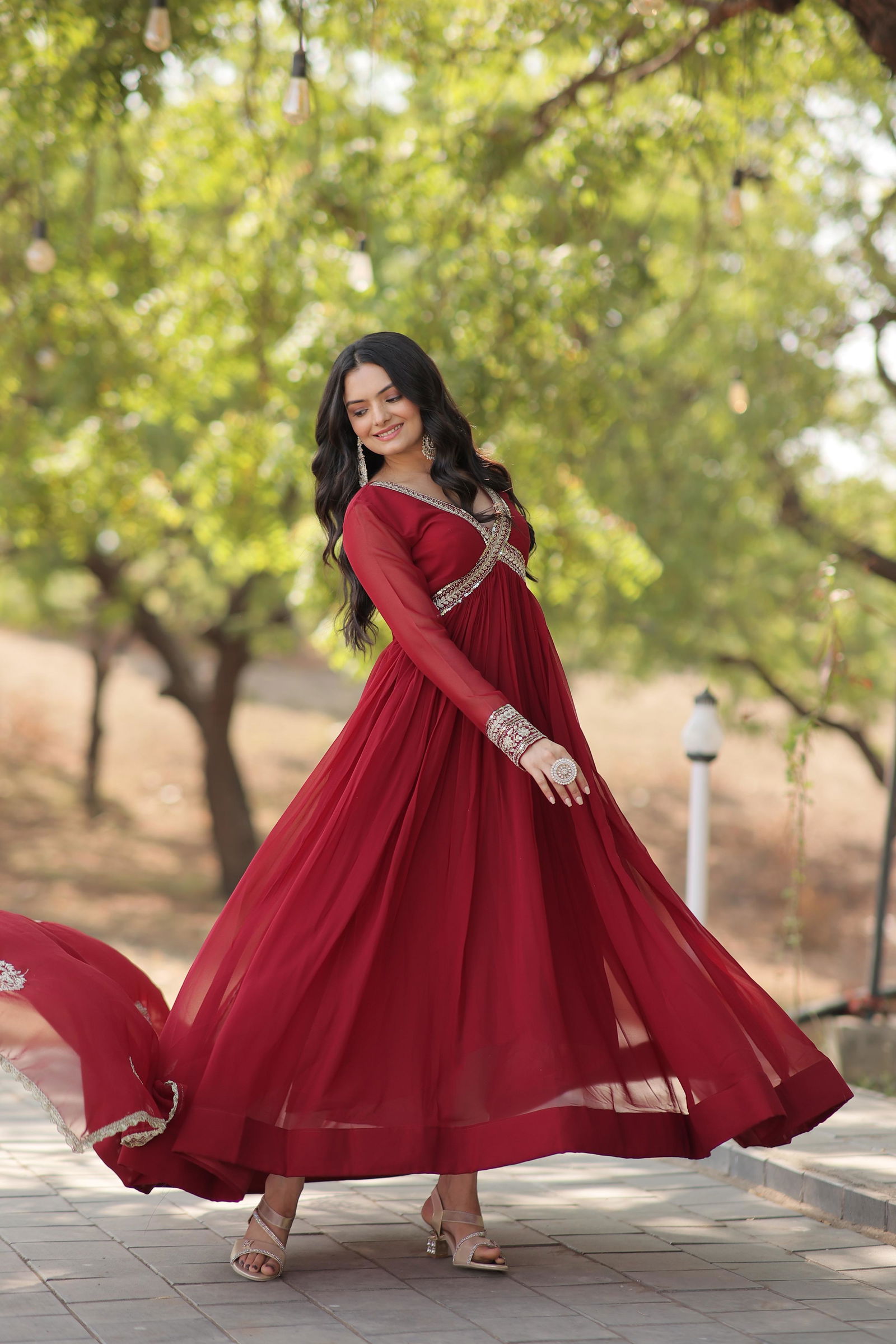 KA 1107 aux Blooming Embroidery Gown With Dupatta Wholesale Shop In Surat